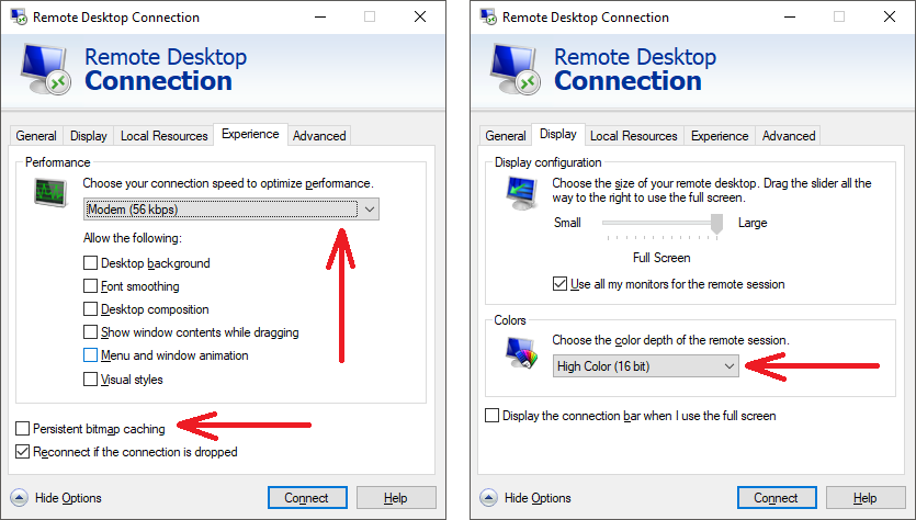 Windows 10 Remote Desktop Poor Performance